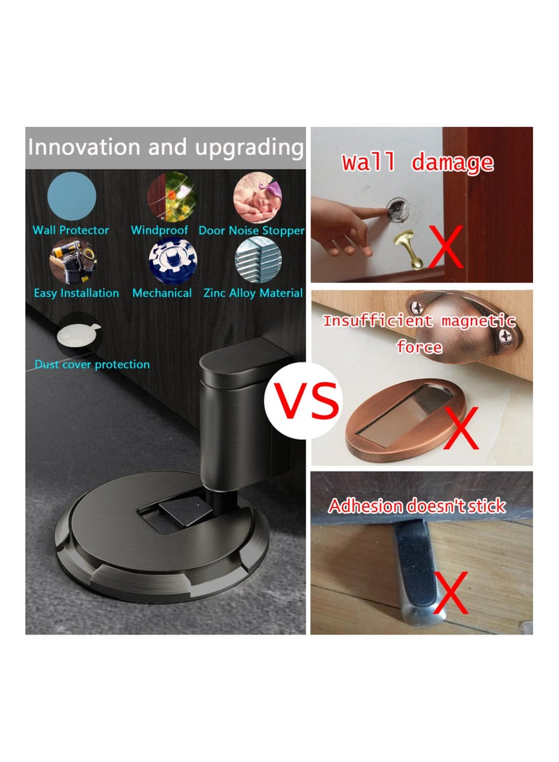 Mechanical Floor Door Stopper Heavy Duty Door Stop for Bottom of Door Strongest Windproof Door Holder to Keep Door Open Catch Nail Free or Screws No Magnetic Doorstop - Image 5