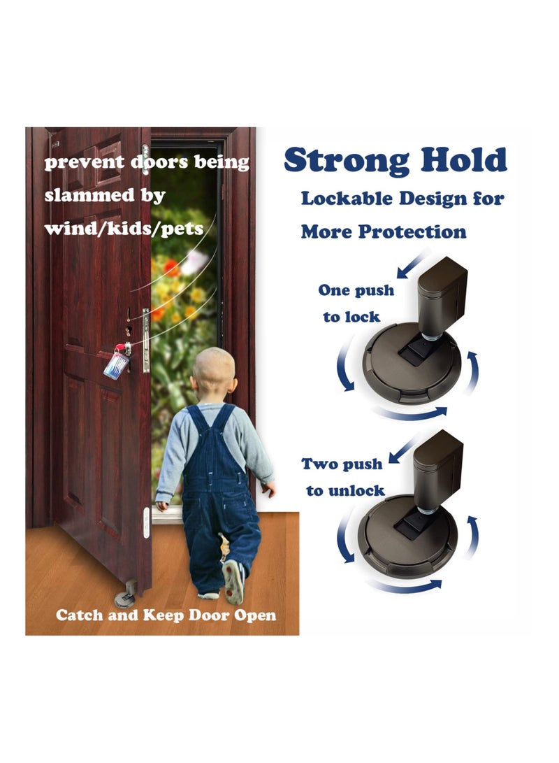 Mechanical Floor Door Stopper Heavy Duty Door Stop for Bottom of Door Strongest Windproof Door Holder to Keep Door Open Catch Nail Free or Screws No Magnetic Doorstop - Image 3