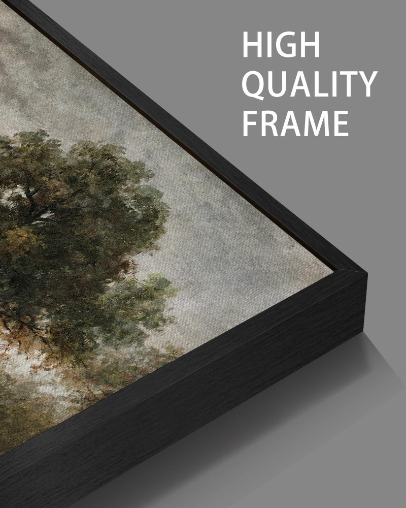 SHENIFY Vintage Landscape Framed Wall Art Meadow Flowers Farmhouse Decor Retro Classic Painting for Kitchen Living Room Bedroom Bathroom - 8x10in Black Framed - Image 3