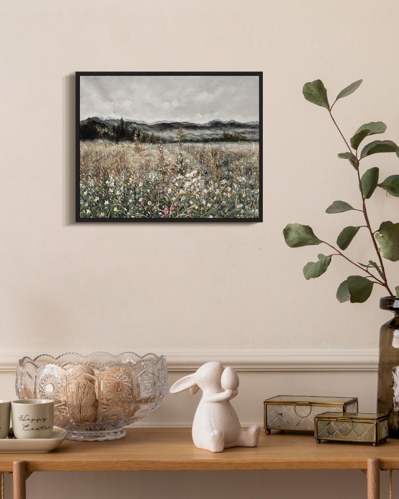 SHENIFY Vintage Landscape Framed Wall Art Meadow Flowers Farmhouse Decor Retro Classic Painting for Kitchen Living Room Bedroom Bathroom - 8x10in Black Framed - Image 5