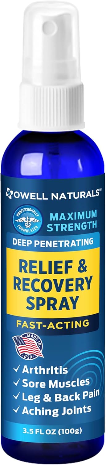 OWELL NATURALS Deep Penetrating Pain Relief Liquid Spray - Fast-Acting, Natural Relief for Muscle Aches, Joint Pain, and Stiffness - 3.5 oz