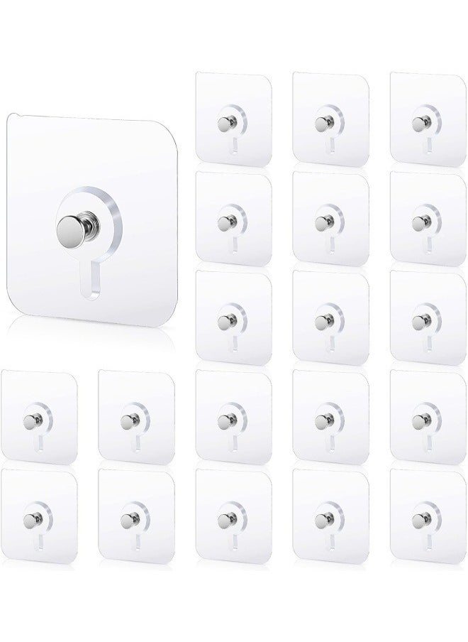 Generic - 20 Pcs Self Adhesive Wall Hooks No Drill Hooks for Hanging, No-Trace Sticker Frame Hangers Without Nails for Mount Wall Shelf, Heavy Duty Adhesive Wall Hooks for Kitchen, Bathroom - Image 1