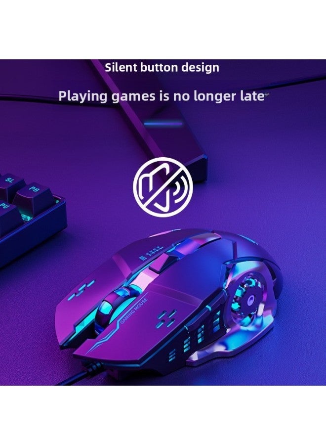 Forerunner Wired Mouse E-sports Game Mute Mechanical Macro Programming Computer Office Notebook Chicken Cf Special-Color:Technology Black-[audio Upgraded Version] + Pad-Interface:Official Standard  - Image 4