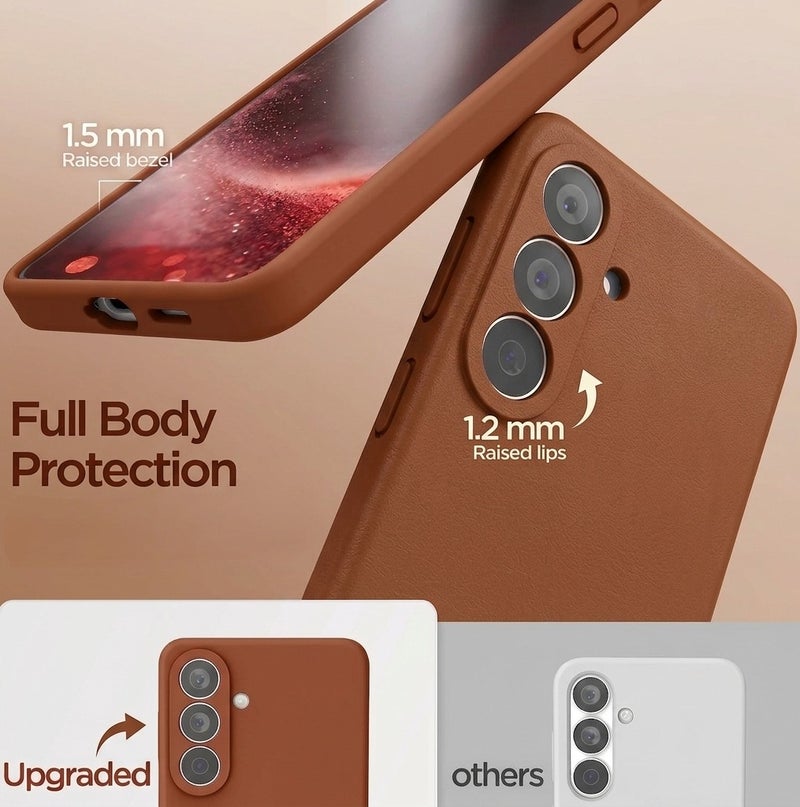 بورتوني جراب Samsung Galaxy S26 FE من السيليكون السائل مع واقي شاشة من الزجاج المقسى؛ يتميز بمقاومة الخدش، وبطانة داخلية ناعمة من الألياف الدقيقة، وتصميم مقاوم للصدمات لحماية الهاتف (مقاس 6.7 بوصة). - Image 4