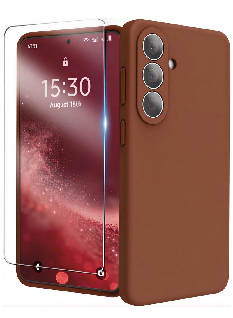 بورتوني جراب Samsung Galaxy S26 FE من السيليكون السائل مع واقي شاشة من الزجاج المقسى؛ يتميز بمقاومة الخدش، وبطانة داخلية ناعمة من الألياف الدقيقة، وتصميم مقاوم للصدمات لحماية الهاتف (مقاس 6.7 بوصة). - Image 1