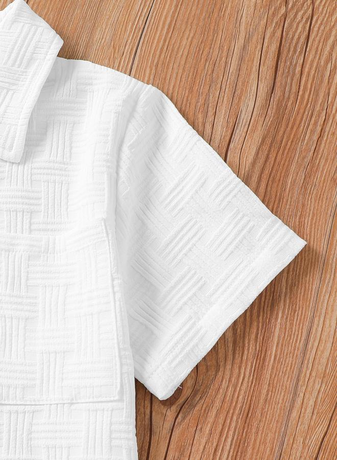 Take Two Boys White Texture Short Sleeve T-Shirt And Shorts Set - Image 4