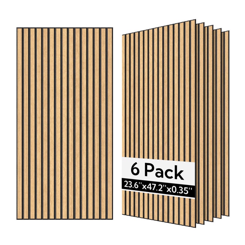 Olanglab Wood Veneer Acoustic Wall Panels 6 Pack, 23.6"Ã—47.2" Sound Absorbing Wall Panels for Interior Wall Decor, Cool Oak - Image 1
