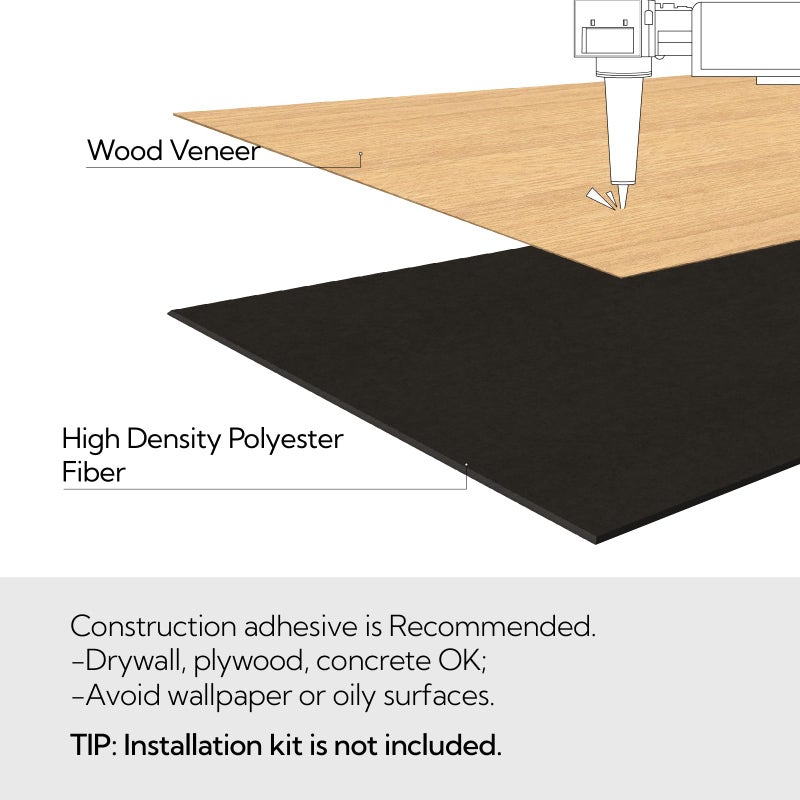 Olanglab Wood Veneer Acoustic Wall Panels 6 Pack, 23.6"Ã—47.2" Sound Absorbing Wall Panels for Interior Wall Decor, Cool Oak - Image 5