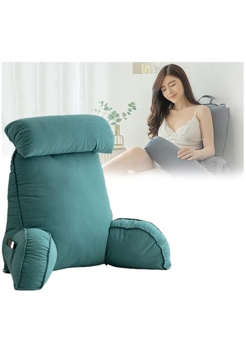 Chair pillow with armchair, reading pillow for bed, extra-large reading pillow with neck/arm support, memory foam, soft reading pillow