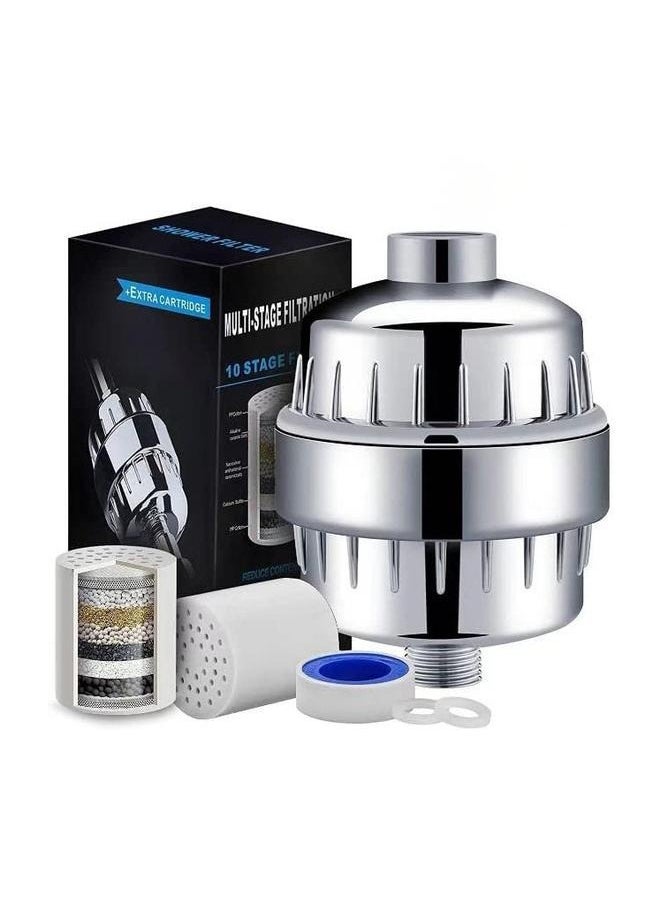 Generic High Output Universal Metal Shower Filter Kit Silver-Shower Water Filter Water Softener to Remove Chlorine and Fluoride  - Image 2