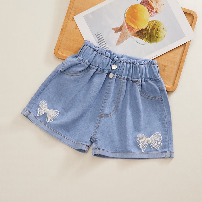 Girls Denim Shorts Summer Style Outer Wear Pants Baby Girls Summer Wear Thin Medium And Large Children'S Short Pants - Image 1