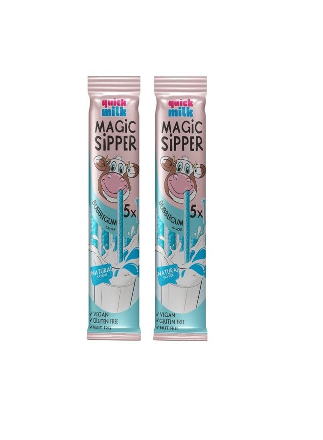 Quick Milk Gluten-free Magic Sipper Straws (Bubblegum Flavour)-Pack of 2, (2 x 30g) | Imported | Magic Sipper - Image 1