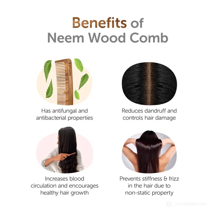 Faigy Pack of 2 Kacchi Neem Comb - Soaked In 17 Herbs, Neem & Sesame Oil For Multi-Actions - Detangling, Frizz Control & Shine,Suited For All Hair Types (Fine Teeth Comb + Lilly Comb) - Image 5