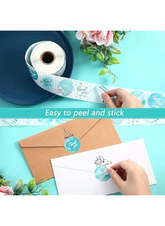 erorex 1.5 Inch Thank You Stickers 500Pcs Blue Watercolor Thank You Adhesive Stickers For Baking Packaging Envelope Seals Business Birthday Party Gift Wrap Bag Tags For Wedding 8 Designs  - Image 5