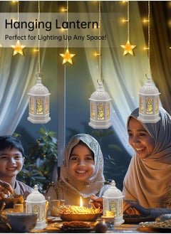 YOUGE 4 PCS Mini Lantern with Flickering LED Candles,Vintage White Decorative Hanging Candle Lanterns for Holiday,Wedding Decorations,Birthday,Table Centerpiece  - Image 2