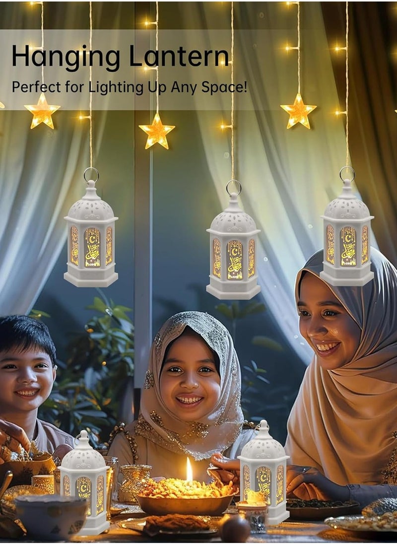 YOUGE - 4 PCS Mini Lantern with Flickering LED Candles,Vintage White Decorative Hanging Candle Lanterns for Holiday,Wedding Decorations,Birthday,Table Centerpiece - Image 1
