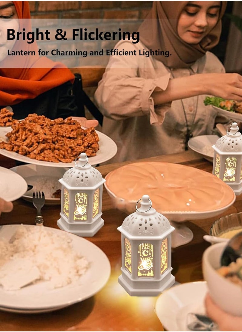 YOUGE - 4 PCS Mini Lantern with Flickering LED Candles,Vintage White Decorative Hanging Candle Lanterns for Holiday,Wedding Decorations,Birthday,Table Centerpiece - Image 1