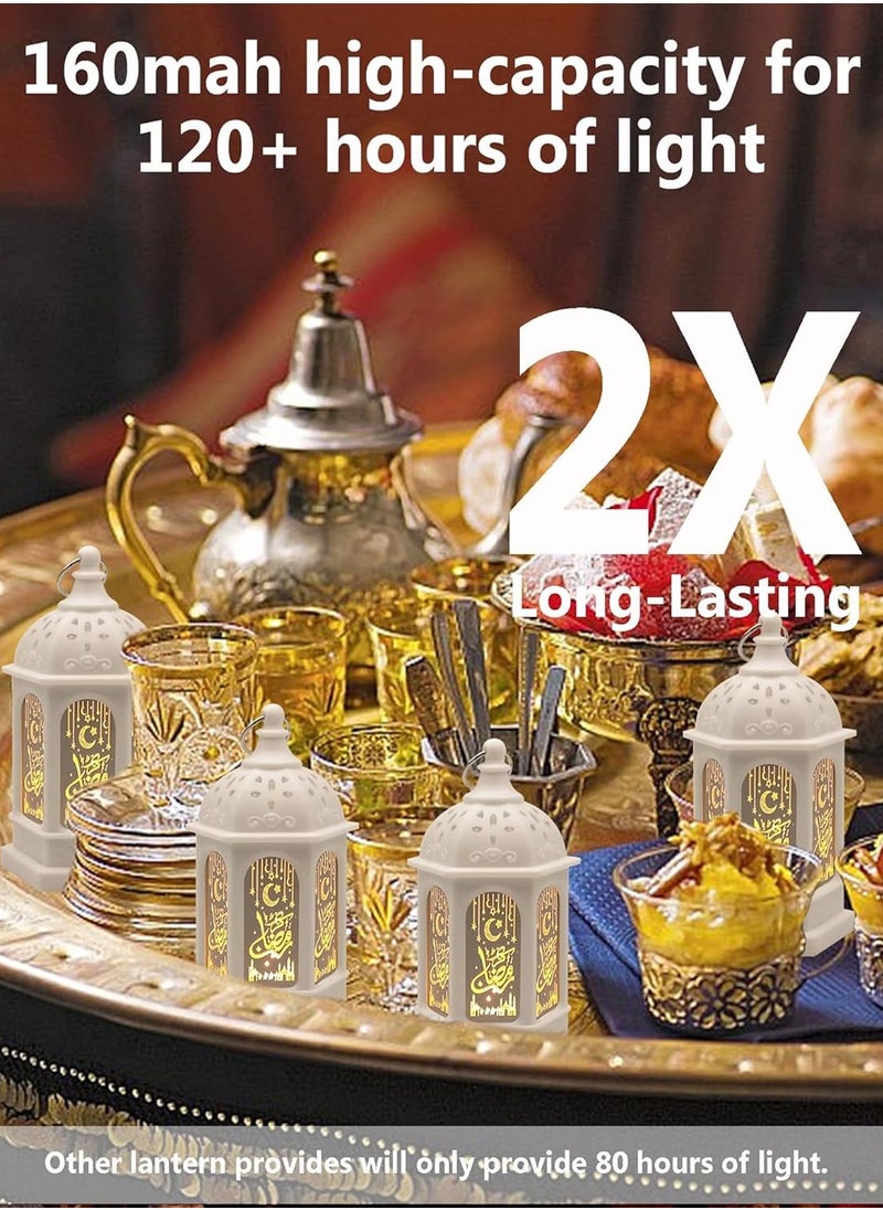 YOUGE - 4 PCS Mini Lantern with Flickering LED Candles,Vintage White Decorative Hanging Candle Lanterns for Holiday,Wedding Decorations,Birthday,Table Centerpiece - Image 1
