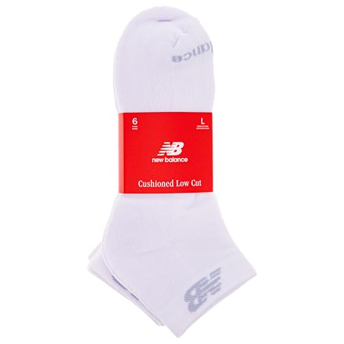 New Balance Unisex Low Cut Sock 6 Pair Pack, White, Medium - Image 4