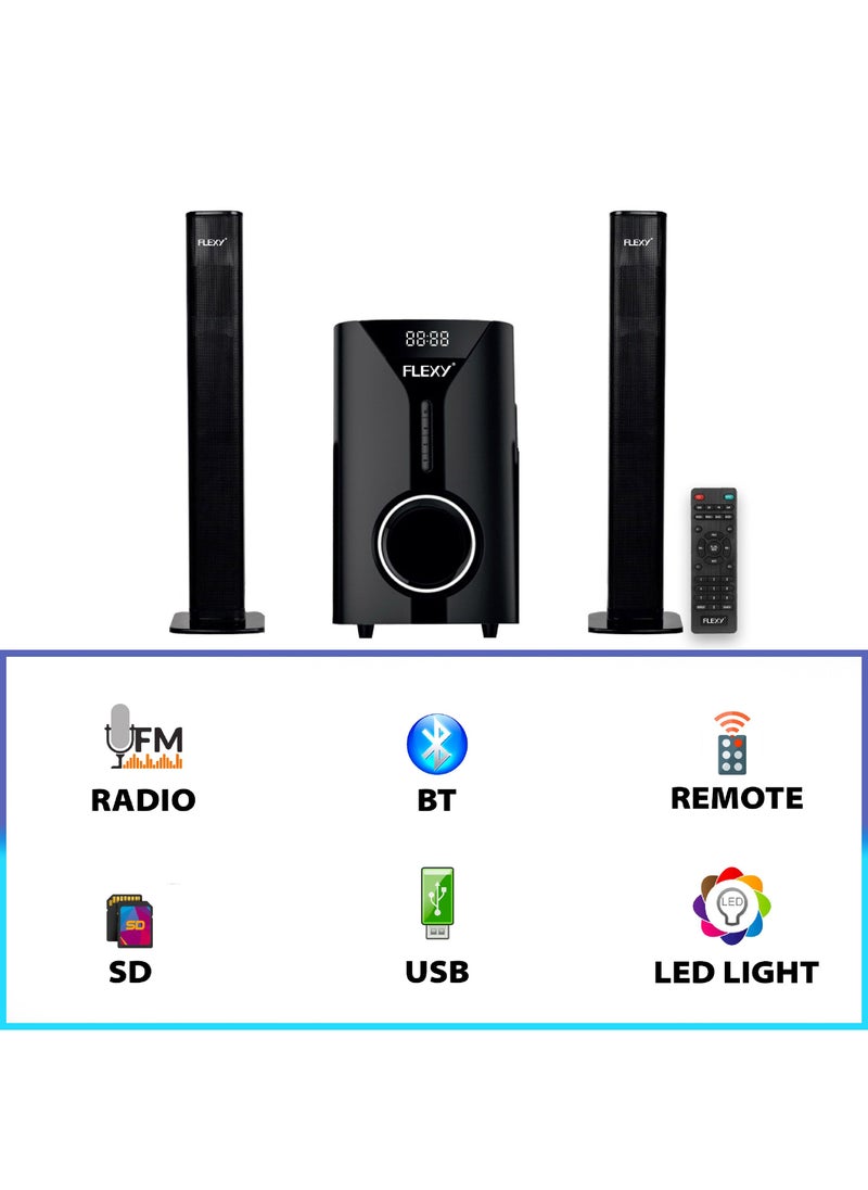 Flexy - Flexy 2.1 Channel 5000W Home Theater Speaker System With Remote Bluetooth USB And FM Radio - Image 1