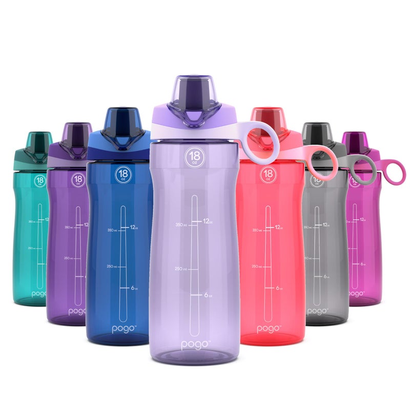 Pogo 18oz Plastic Water Bottle with Chug Lid and Carry Handle, Reusable, BPA Free, Dishwasher Safe, Perfect for Travel, School, Outdoors, and Gym, Lilac - Image 1