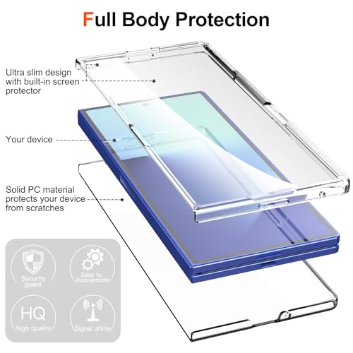 Foluu Clear Case for Samsung Galaxy Z Fold7 with Front Built-in Screen Protector - Scratch Resistant Hard PC Back Bumper Protective Shockproof Cover for Samsung Galaxy Z Fold 7 5G 2025 - Image 2
