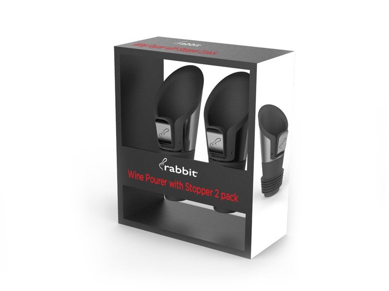 Rabbit Wine Pourer Stoppers (Stainless Steel, Set of 2) - Image 1