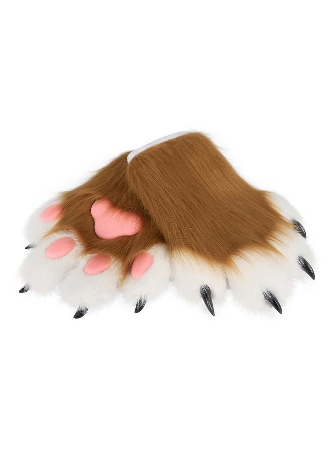 hbbhml Faux Fur Plush Furry Cat Claw Gloves Fursuit Animal Fox Paws Mittens Halloween Cosplay Costume Accessories for Adult - Image 5