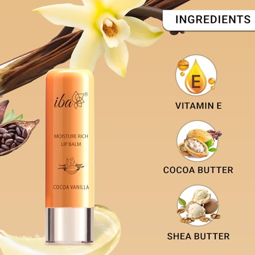 Iba Pure Lips Moisture Rich Lip Balm - Cocoa Vanilla 4.5 g | For Pigmented Dry Damaged & Chapped Lips | Enriched with Cocoa Butter Shea Butter | Glossy Finish | 100% Natural | Halal Certified & Vegan - Image 4
