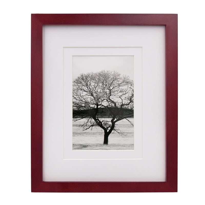 Egofine Egofine 8x10 Picture Frame Made of Solid Wood Covered by Plexiglass for Pictures 4x6 or 5x7 with Mat or 8x10 Without Mat Photo Frame for Table Top and Wall Display Cherry Red 