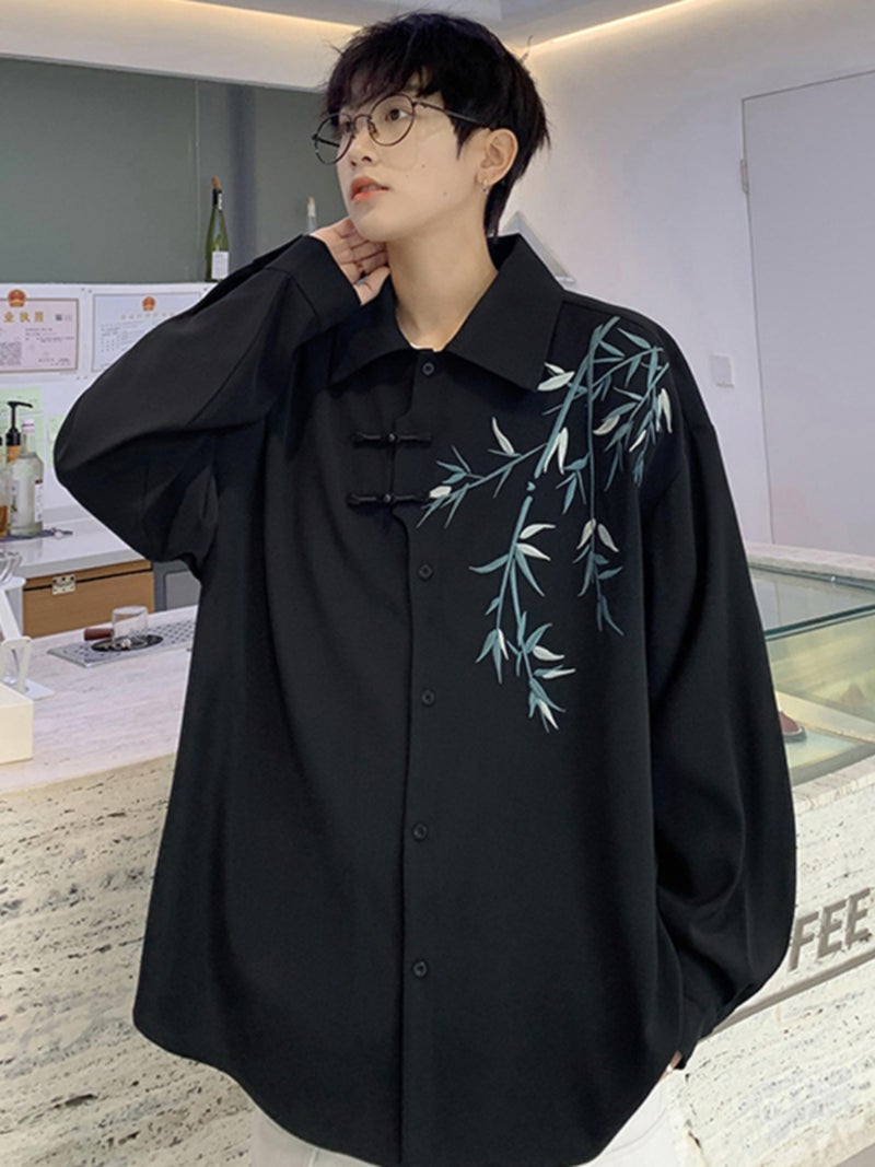 New Chinoiserie Chinoiserie Shirt Men'S Long-Sleeved High-End Buddhist Zen Style Han Dynasty Shirt 2024 Spring & Fall New Style - Image 5