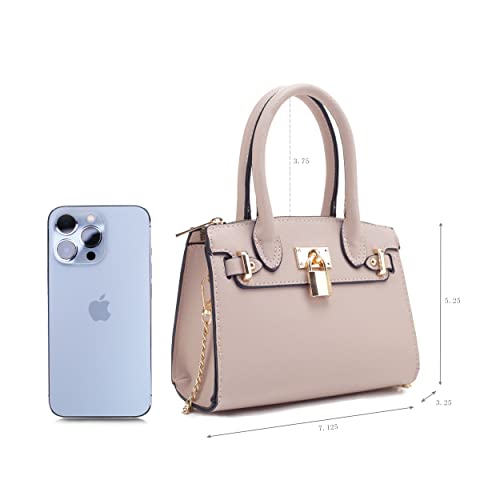 EVVE Women's Evening Bag Party Clutches Mini Satchel Purses Cocktail Prom Handbags with Chain and Lock | NEUTRAL - Image 2