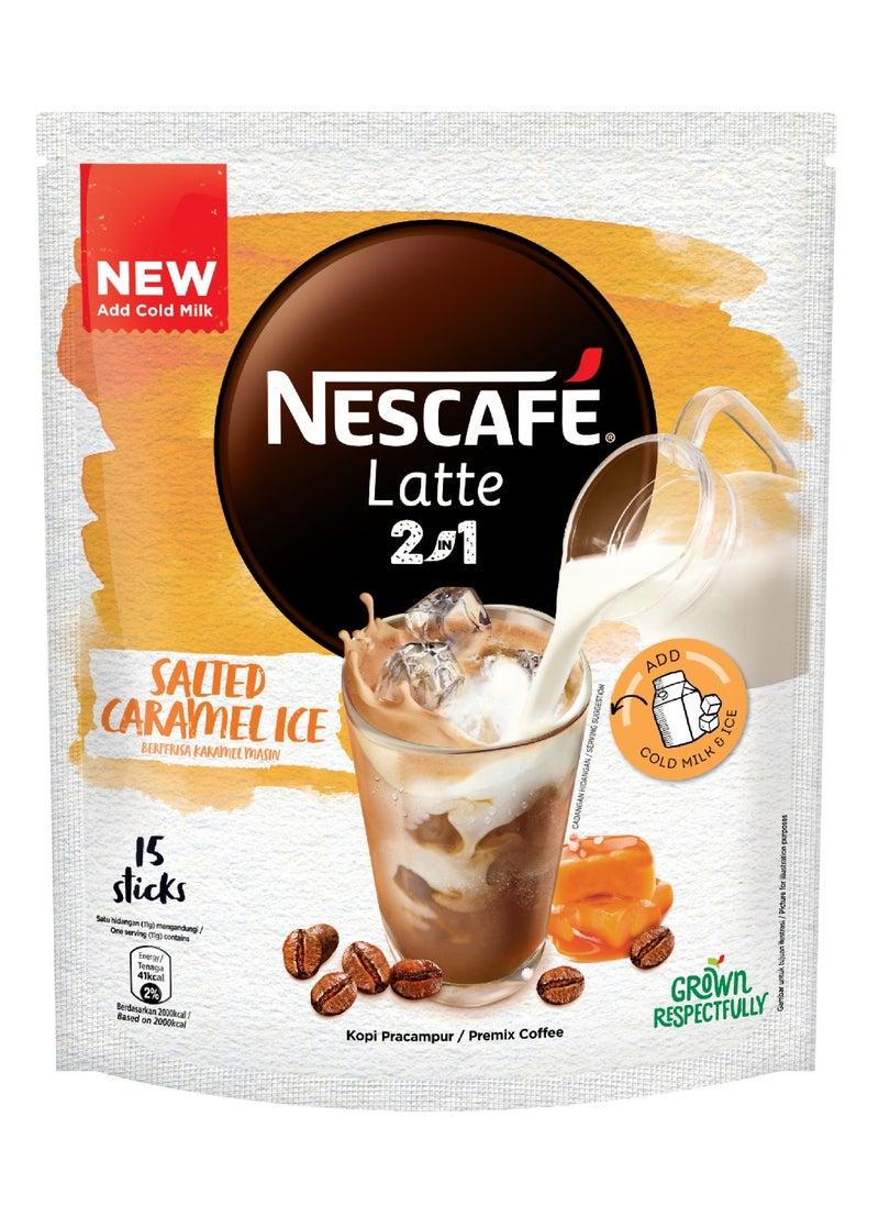 Nescafe - Nescafe Latte 2 in 1 Salted Caramel Ice 15 Sticks (15 X 11g), 165g - Image 1