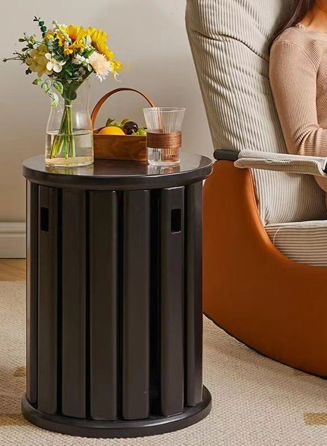 فاشون هوم متعددة الوظائف متعددة الاستخدامات 4 في 1 مجموعة براز من الخشب الصلب طاولة قهوة مستديرة طاولة سرير طاولة قابلة للتكديس مزيج البراز لغرفة المعيشة 36x47 سم (مجمعة بالكامل) - Image 5