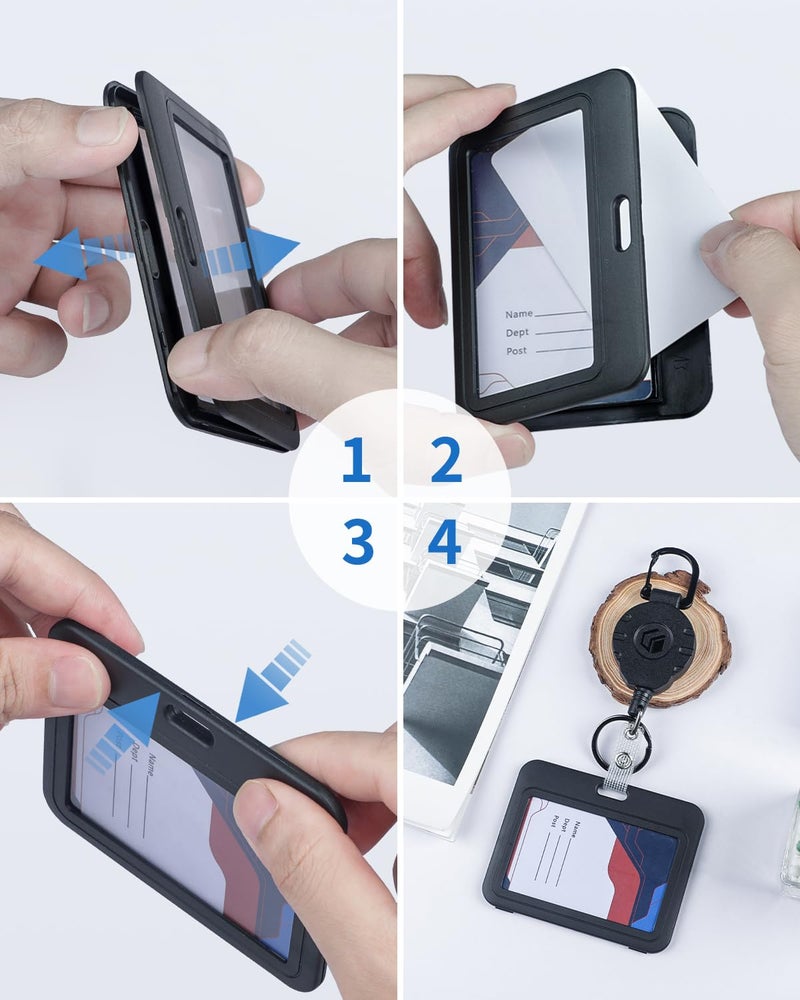 Uniclife 3 Pack ID Badge Holder with Double-Sided Windows Horizontal Hard Plastic Case Black Card Protector Pouch for Office School ID Credit Cards Proximity Key Cards Driverâ€™s Licenses and Passes - Image 5