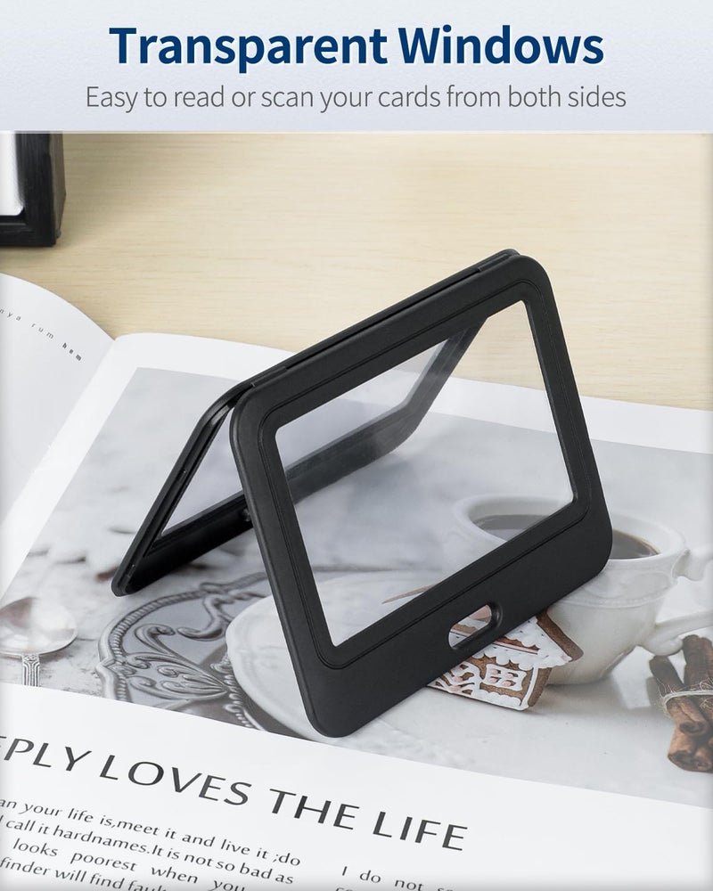 Uniclife 3 Pack ID Badge Holder with Double-Sided Windows Horizontal Hard Plastic Case Black Card Protector Pouch for Office School ID Credit Cards Proximity Key Cards Driverâ€™s Licenses and Passes - Image 2