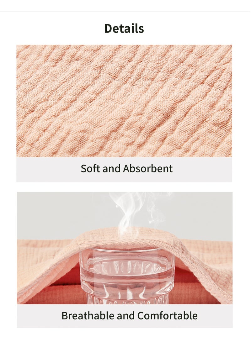 انسولار منشفة أطفال بقبعة من قطن عضوي، ماصة وسريعة الجفاف بعد الاستحمام والسباحة، بلش - مقاس واحد (وردي) - Image 5