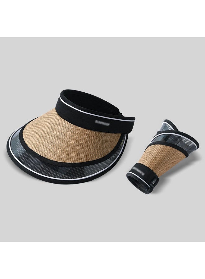 Double Layer Empty Top Wide Brim Sun Hat for Women Rollable - Image 2