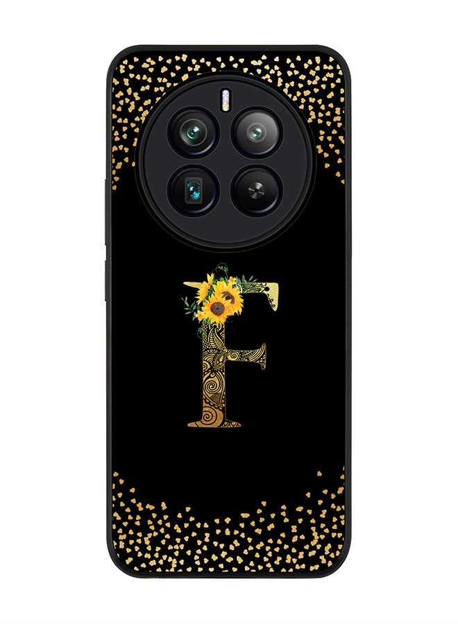 Stylizedd Rugged Black edge case for Realme 12 Pro / Realme 12 Pro Plus 5G, Custom Monogram Initial Letter Mandala Floral Pattern Alphabet-F (Black) - Image 1