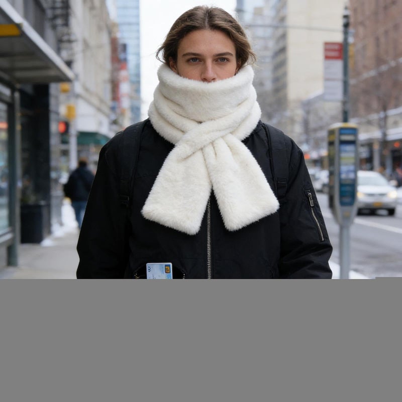 Winter Scarf With Pockets And Anti Theft Zipper Milky Color Neck Warmer For Men Boys - Image 4