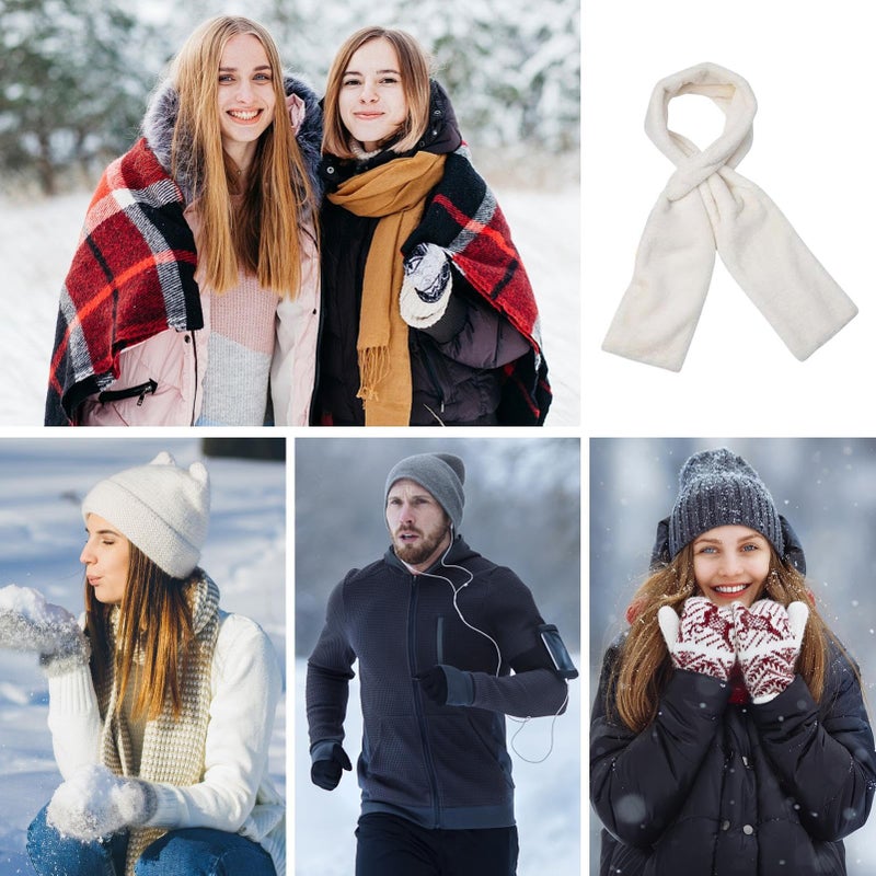Winter Scarf With Pockets And Anti Theft Zipper Milky Color Neck Warmer For Men Boys - Image 5