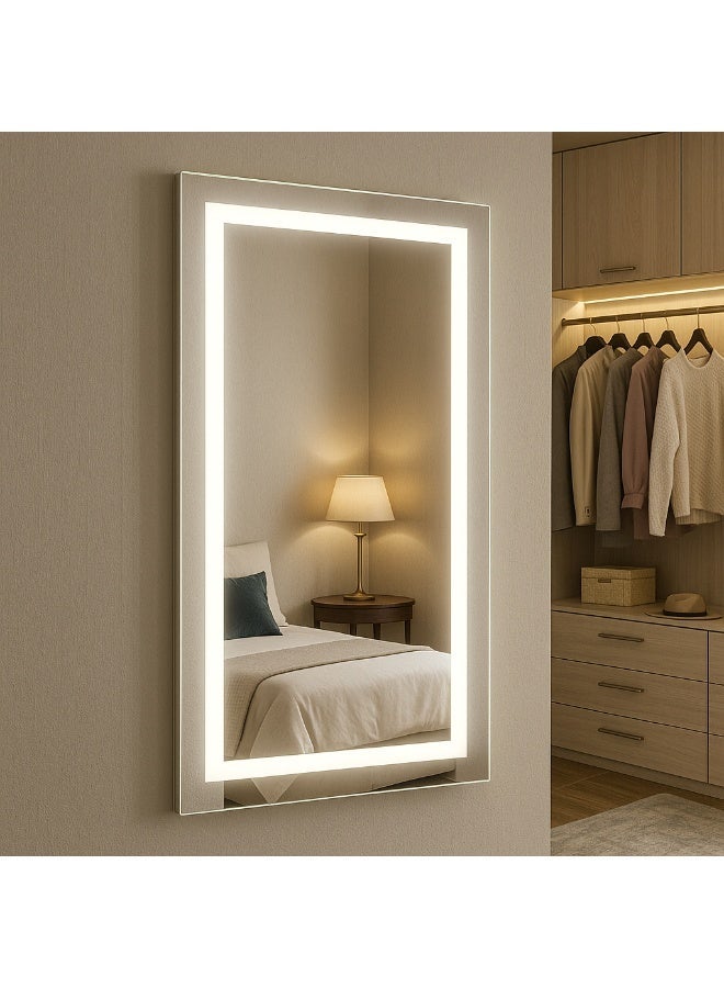 LED Bathroom Mirror 100×60 cm, Wall Mounted Smart Touch Mirror with Front Light, Modern Rectangle Vanity Mirror for Bathroom, Bedroom & Dressing Room - Image 3