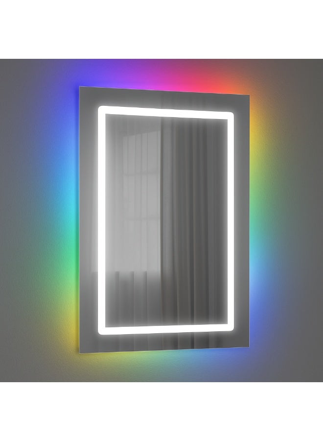 LED Bathroom Mirror 100×60 cm, Wall Mounted Smart Touch Mirror with Front Light, Modern Rectangle Vanity Mirror for Bathroom, Bedroom & Dressing Room - Image 5