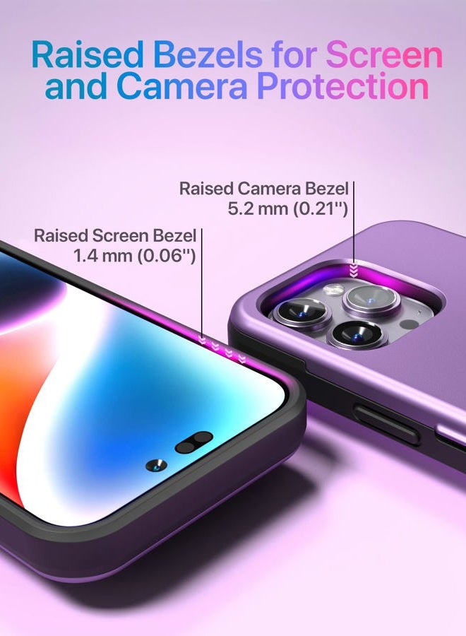 TORU CX SLIM for iPhone 14 Pro Case Wallet | Protective Shockproof Heavy Duty Cover with Hidden Card Holder & Card Slot | Mirror & Wrist Strap Included - Purple - Image 5