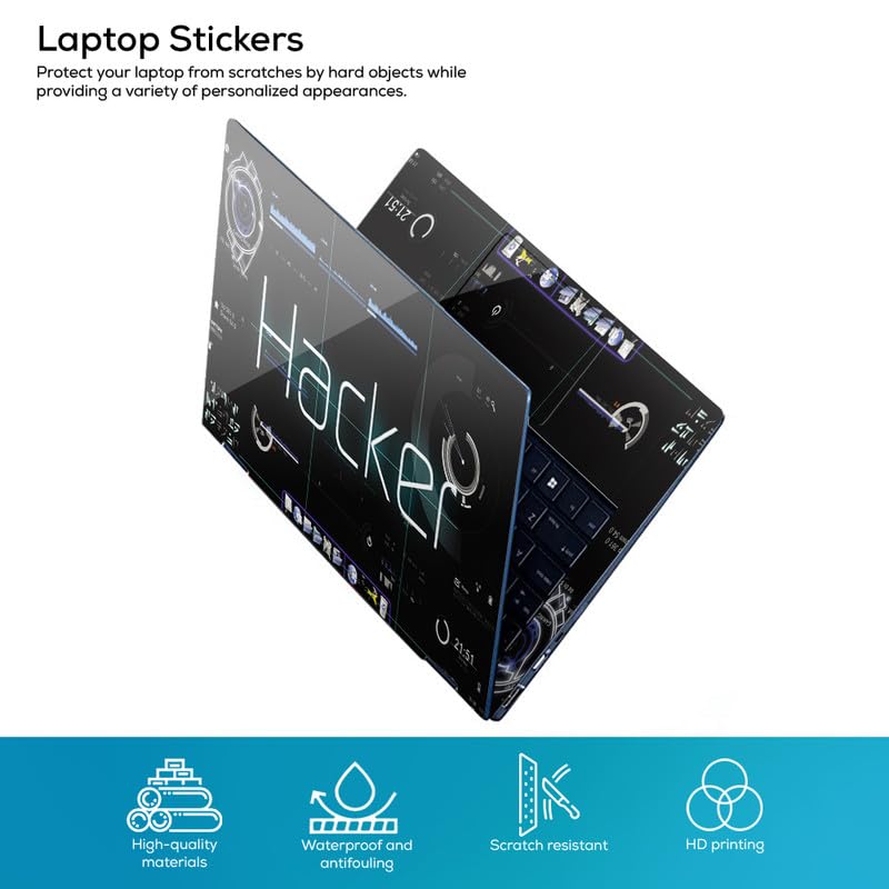 Galaxsia DSGN Hacker-001 Full Body Laptop Skin Bubble-Free| Laminated & Removable | HD Quality Sticker for Laptops Upto 15.6 Inches Compatible with Hp/Dell/Acer/Lenovo/Asus etc - Image 2