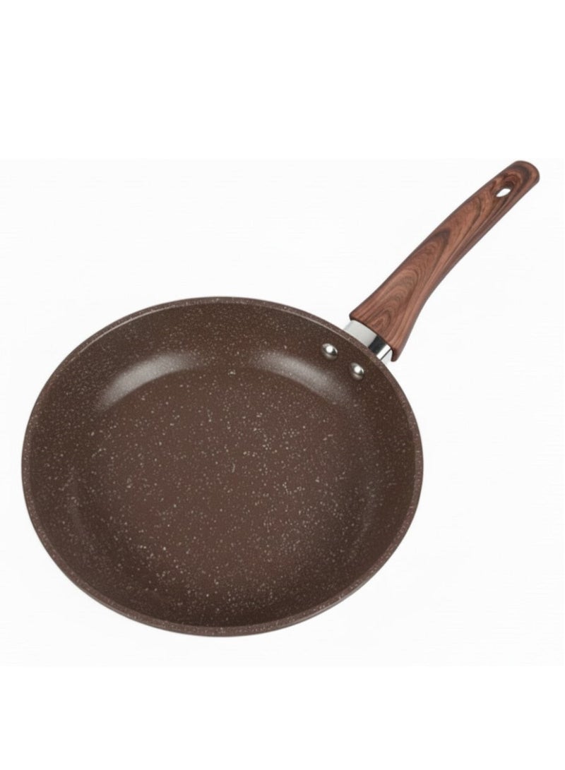 مقلاة للقلي والطهي بمقبض خشبي - قدر طهي غير لاصق، سهل التنظيف ومقاوم للخدش، مقاس ٢٢ سم. - Image 1