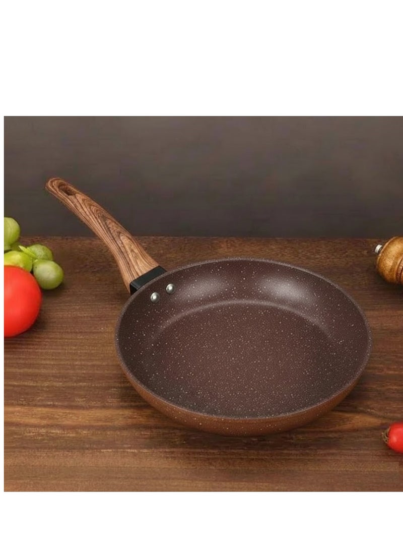 مقلاة للقلي والطهي بمقبض خشبي - قدر طهي غير لاصق، سهل التنظيف ومقاوم للخدش، مقاس ٢٢ سم. - Image 3