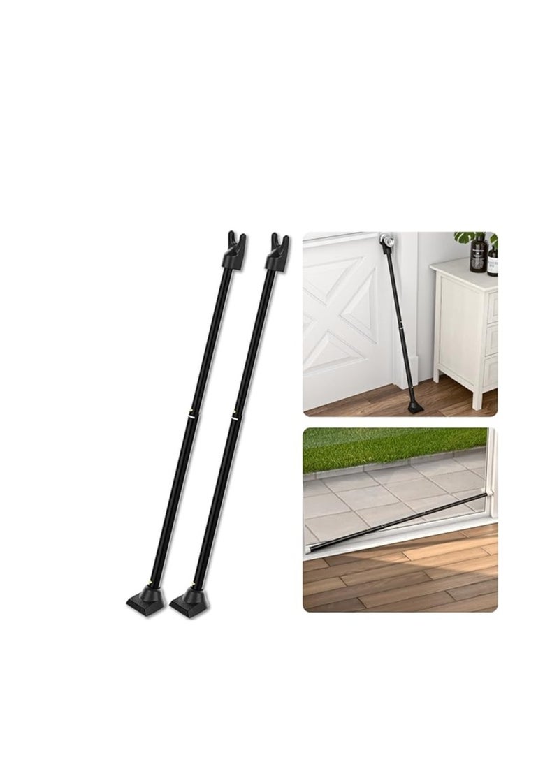SECURITYMAN 2-in-1 Door Security Bar & Sliding Patio Door Security Bar (2 Pack) via Interchangeable Caps - Heavy Duty Iron Construction Door Stoppers Lock for Home, Apartment, Travel Hotel - Black - Image 1