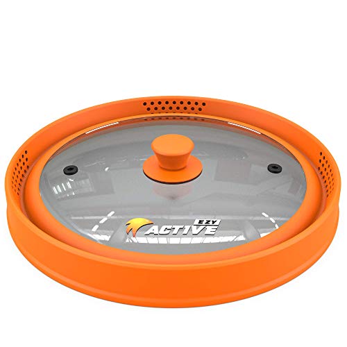 Ezy Active Collapsible Microwave Cover for Food - Silicone and Glass Splatter Guard Lid for 6-12 inch Plates & Bowls, Dishwasher Safe, Heat Resistant, BPA-Free, Orange - Image 4