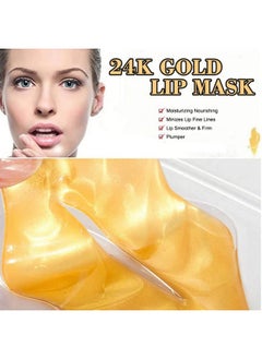 VERONNI 24K Golden Crystal Lip Masks 30 Pieces Hydrating Lip Plumper Mask Collagen Nourishing Lip Care Gel Pads Remove Dead Skin Anti Chapped & Anti-Aging Lip Patches  - Image 2